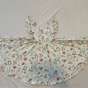 Sz 7 - Dot Dot Smile Cream Colored Doctor, Nurse, Veterinarian Twirl Dress